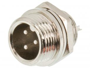 Connector GX12 plug 3-pin chassi @ electrokit