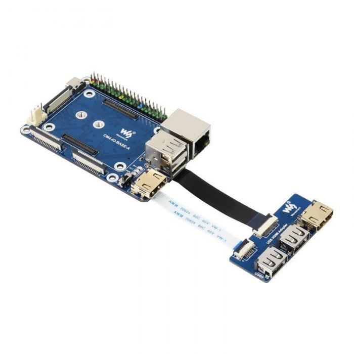 CM4 Mini Base Board USB- och HDMI-adapter @ electrokit