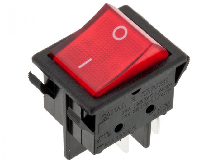 Rocker switch 2-p on-off red with light I/O @ electrokit (1 of 2)