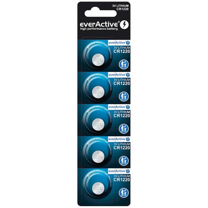 CR1220 lithium battery 3V everActive 5-pack @ electrokit (1 of 1)