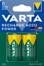 NiMH C battery rechargeble 1.2V 3000mAh Varta 2-pack @ electrokit