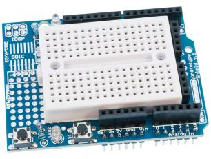 Prototypkort för Arduino UNO med kopplingsdäck @ electrokit