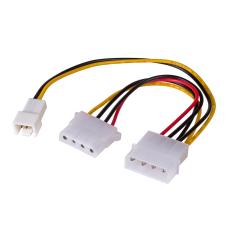 Adapterkabel Molex 4-pin hane till hona + 3-pin 12V fl&auml;kt @ electrokit