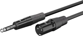 Balanserad kabel XLR hane till 6.3mm TRS hane 3m @ electrokit