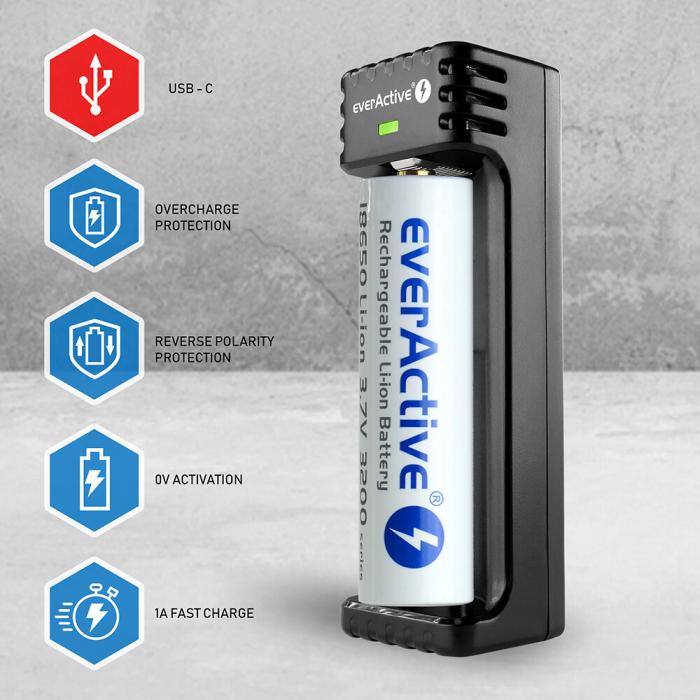 Batteriladdare Li-Ion 1A för 1x 18650 USB-C @ electrokit (6 of 6)