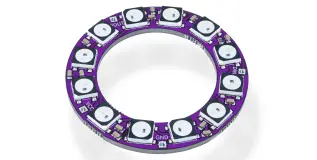 Adresserbar RGB LED-ring med 12 LED &oslash;40mm - WS2812B @ electrokit