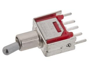Vippomkopplare sub-miniatyr 1-pol on-on pcb kort handtag @ electrokit