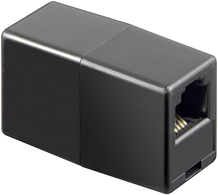RJ11 modularadapter svart rak @ electrokit (1 av 1)