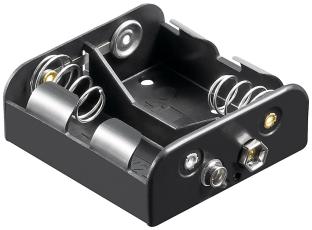 Batterihållare 2x C kontakt (6F22) @ electrokit