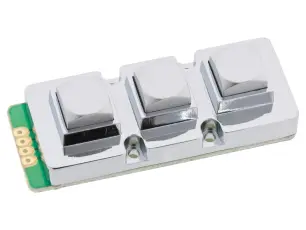 Knappsats 3-knappar metall @ electrokit