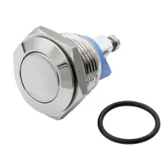 Tryckomkopplare 16mm 1-pol off-(on) vandals&auml;ker @ electrokit