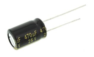 Electrolytic capacitor 470uF 25V 105C &oslash;8x15mm 8000h @ electrokit