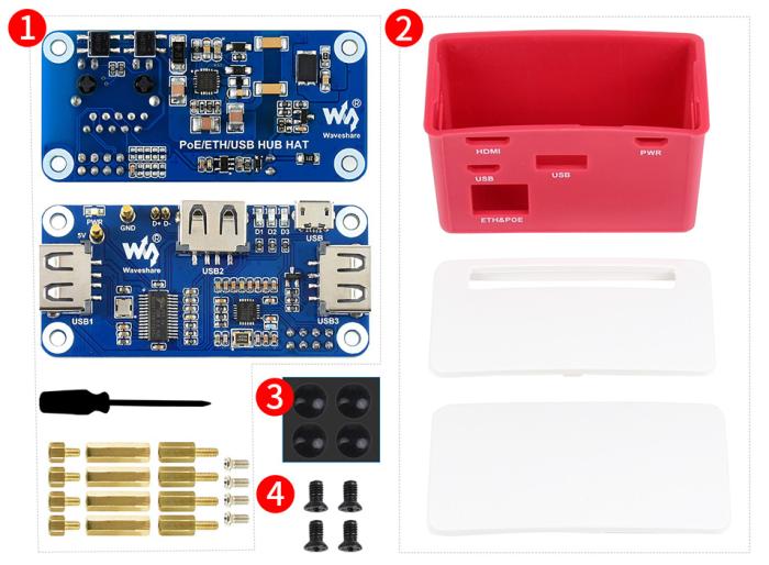 PoE-Ethernet + USB-hub för Raspberry Pi Zero (med låda) @ electrokit (5 av 5)