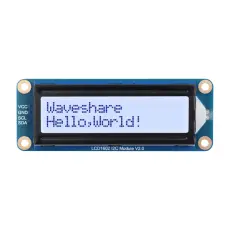 LCD 2x16 tecken gr&aring;/svart 3.3/5V - I2C @ electrokit