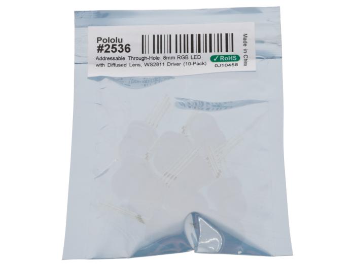 LED RGB 8mm adresserbar WS2811 diffus - 10-pack @ electrokit (2 av 3)