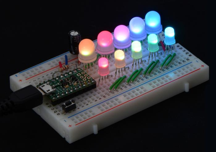 LED RGB 8mm adresserbar WS2811 diffus - 10-pack @ electrokit (3 av 3)