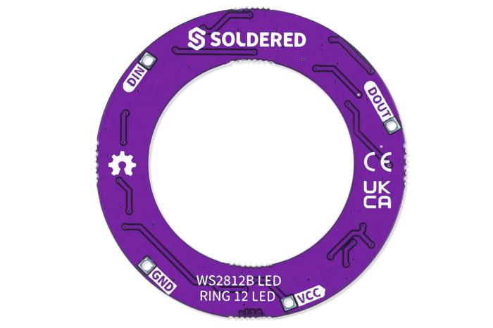 Addressable RGB LED ring with 12 LEDs ø40mm - WS2812B @ electrokit (3 of 3)
