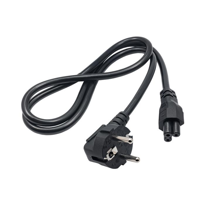 Power cord CEE7/7 angled to C5 1.0m black @ electrokit (2 of 2)