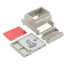 Enclosure for DIN rail 4 module with transparent window @ electrokit