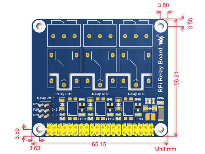3x Relä HAT för Raspberry Pi @ electrokit (4 av 4)