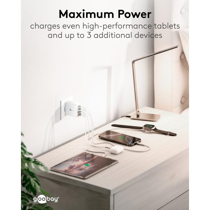 USB-C PD + USB-A multiport GaN laddare 65W vit @ electrokit (5 av 5)