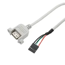 USB-A hona panelmontage till 5-pin dupont hona 0.5m @ electrokit