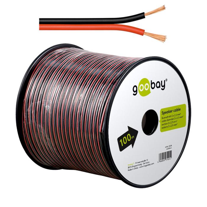 Kabel 2x2.5mm² CCA röd/svart 100m @ electrokit (1 av 1)