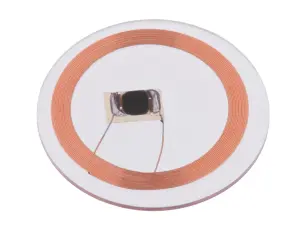 RFID tag Mifare 13.56MHz rund transparent @ electrokit