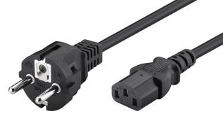 N&auml;tkabel CEE7/7 rak till C13 rak 0.5m svart @ electrokit