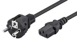 N&auml;tkabel CEE7/7 rak till C13 rak 0.5m svart @ electrokit