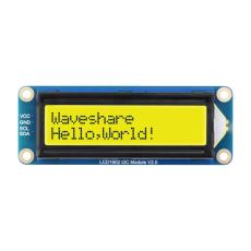 LCD 2x16 tecken gulgr&ouml;n/svart 3.3/5V - I2C @ electrokit