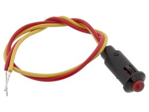 Panelindikator 24VDC ø8mm röd med kabel @ electrokit