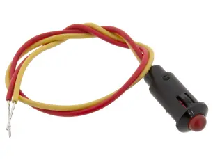 Panelindikator 12VDC ø8mm röd med kabel @ electrokit