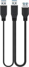 USB-adapter 2x A-hane - A-hona USB3.0 extra power 0.3m @ electrokit