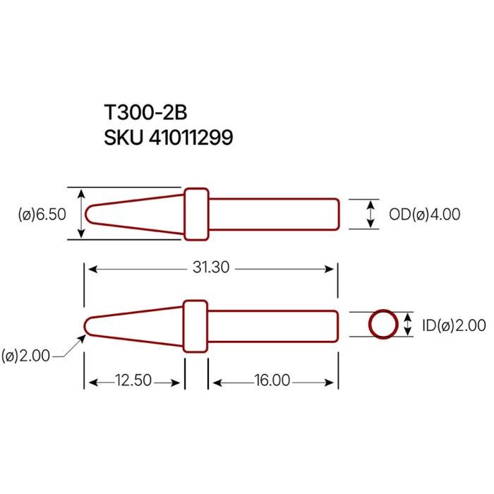 Lödspets AT300-2B rund 2mm @ electrokit (2 av 2)