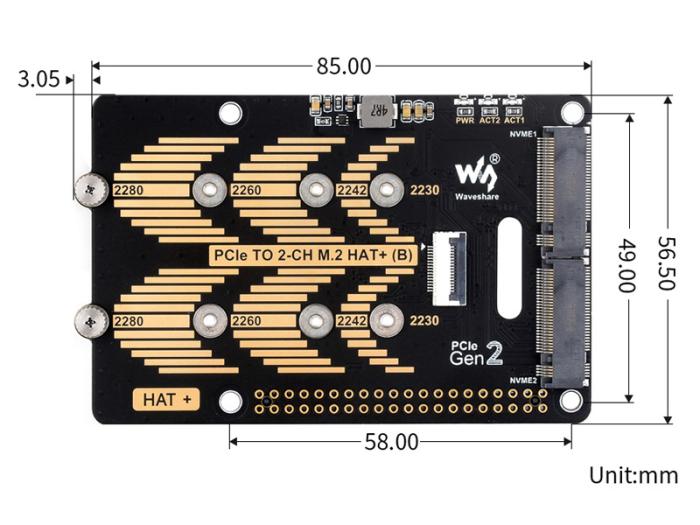 PCIe to 2x M.2 HAT for Raspberry Pi 5 @ electrokit (8 of 8)