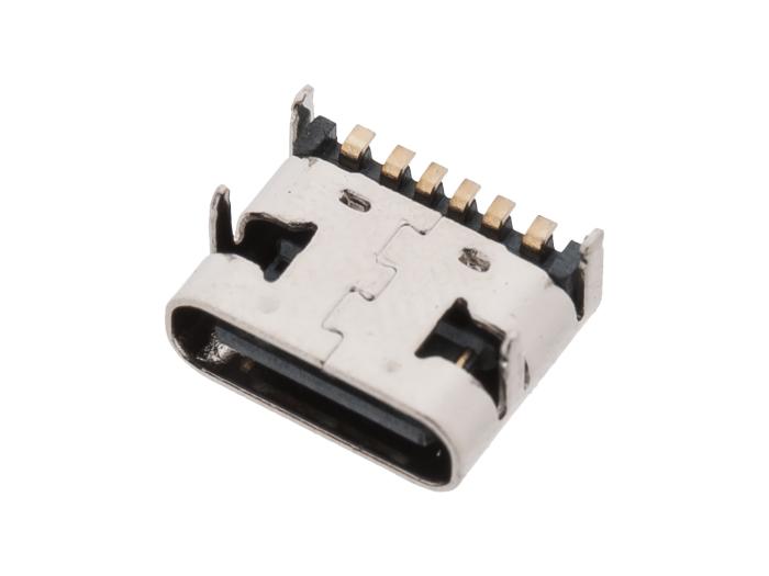 USB-C hona 6-pin SMD vinklad @ electrokit (2 av 2)