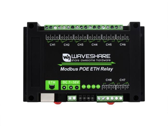 Relämodul 8-kan Ethernet DIN-skena @ electrokit (1 av 8)