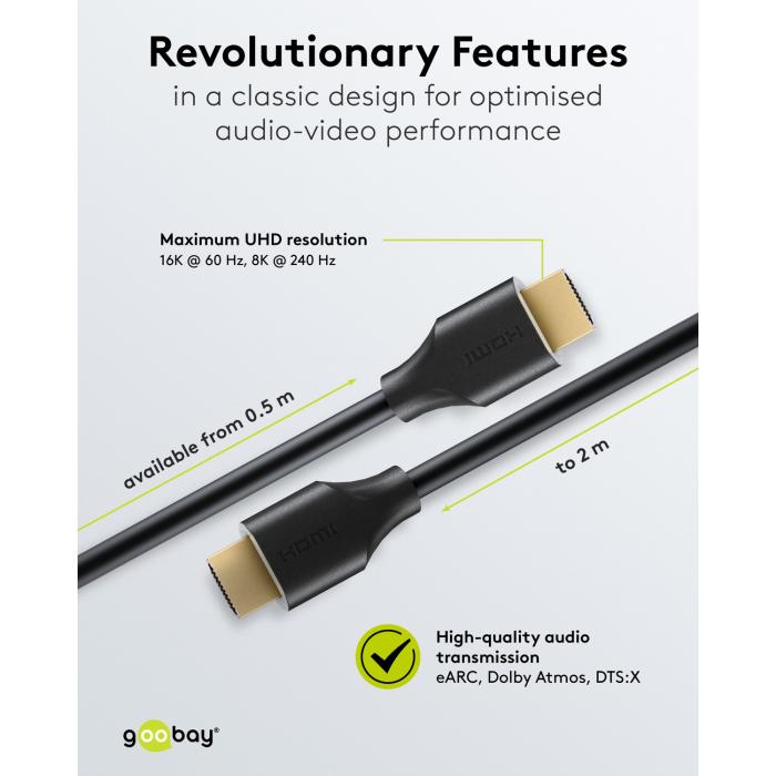 HDMI 2.2 Ultra96 kabel (16K@60Hz) 1m svart @ electrokit (4 av 6)