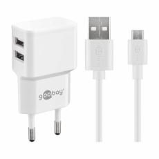 USB-laddare 18W 2.4A med micro-USB vit @ electrokit