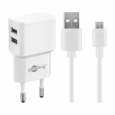 USB-laddare 18W 2.4A med micro-USB vit @ electrokit