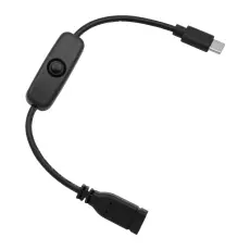 USB-C kabel med strömbrytare hane-hona svart @ electrokit