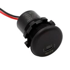 Flush mount charging socket USB-C 45W 12-24V black @ electrokit