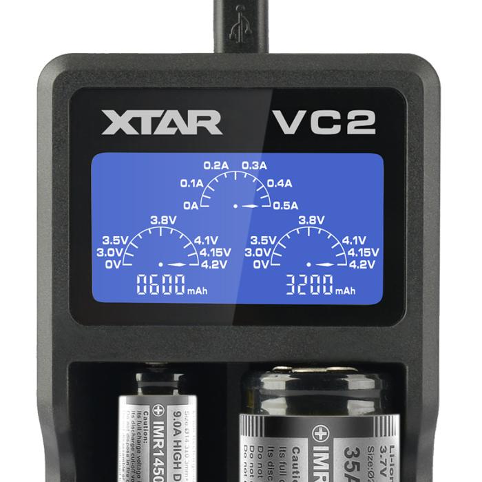Batteriladdare Li-Ion LCD 1A för 2x 18650 Xtar VC2 @ electrokit (2 av 5)