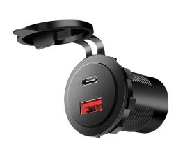 Inf&auml;llt ladduttag USB-C PD + USB-A 60W 12-24V med lock @ electrokit
