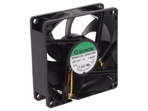 Fläkt 80x80x25mm 12VDC 33dBA 69.3m³/h @ electrokit