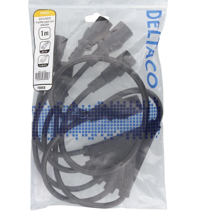 Nätkabel splitter 5x C13 1m till C14 10A @ electrokit (2 av 2)