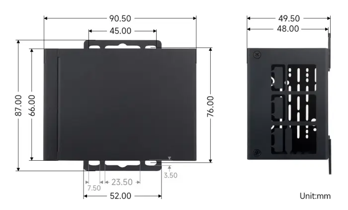Rymlig inbyggnadslåda för Raspberry Pi 5 - svart metall @ electrokit (7 av 7)