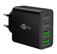 USB-C PD + USB-A multiport GaN laddare 65W svart @ electrokit