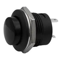 Tryckknapp ø16mm 1-pol off-(on) svart @ electrokit